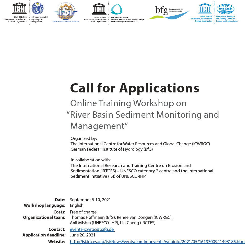 Announcing the ISI Training Workshop on River Sediment Monitoring & Mgmt